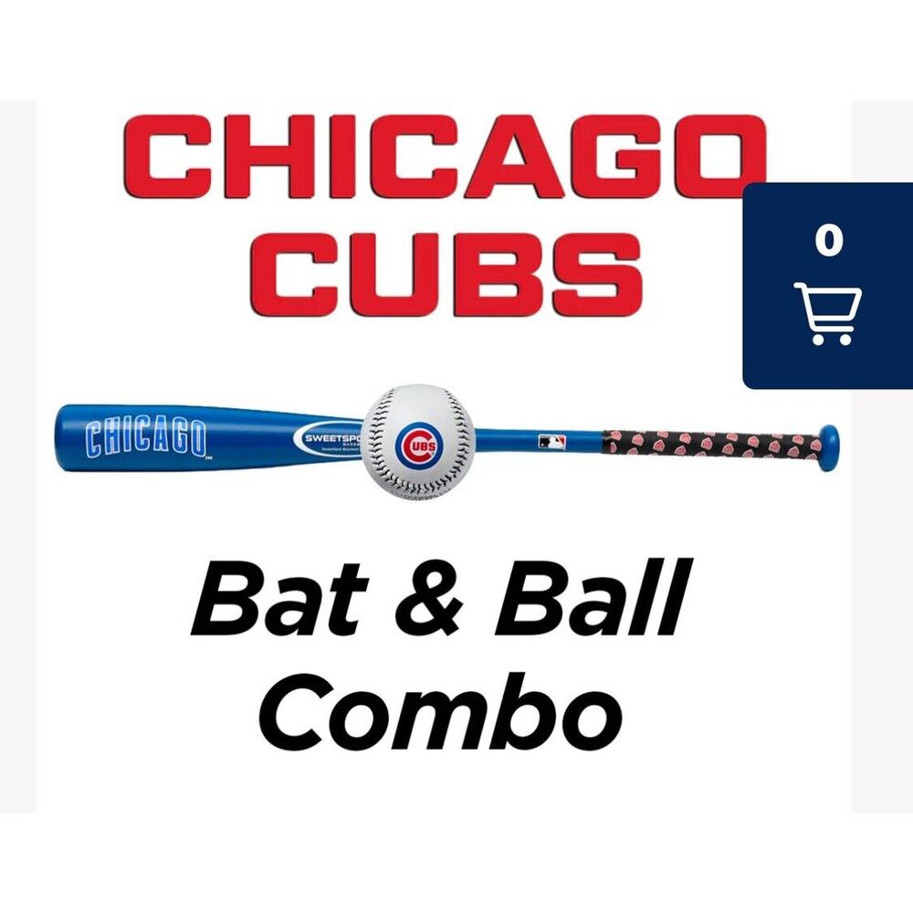 NEW SweetSpot Baseball Chicago Cubs Official MLB 32" Bat & Spaseball Combo